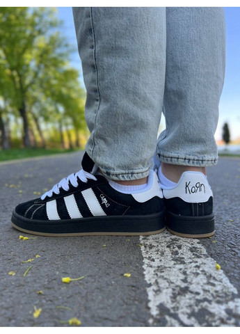 Чорні Осінні кросівки чоловічі adidas campus x korn black white адідас кампус No Brand