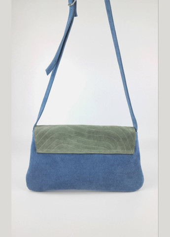 Сумка женская натуральная замша на плече голубая/ зеленая средний размер No Brand (322169835)