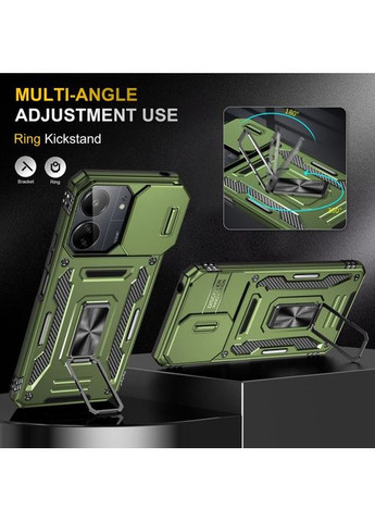 Ударостойкий чехол Camshield Army Ring для Xiaomi Redmi 13C / Poco C65 Зеленый Epik (372499329)