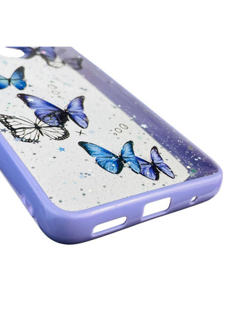 Чехол для Moto E40 с блёстками с бабочками на моторола е40 сиреневый Motorola (366389544)