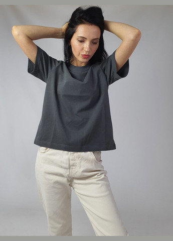 Футболка женская базовая плотная с велюр эффектом органический хлопок JUGO Venice - (297647817)