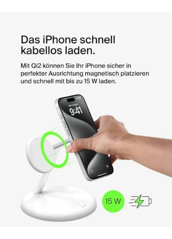 Зарядний пристрій бездротовий Belkin 3в1 Magnetic Adjustable Pad Qi2 15Вт, No Brand (393456222)