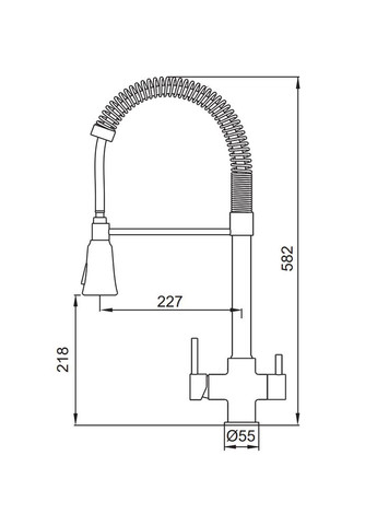 Змішувач для кухні KB-72025-07 з виходом для питної води (вилив - пружина) (KR5016) — одноважільний змішувач для кухні KOER (334003271)