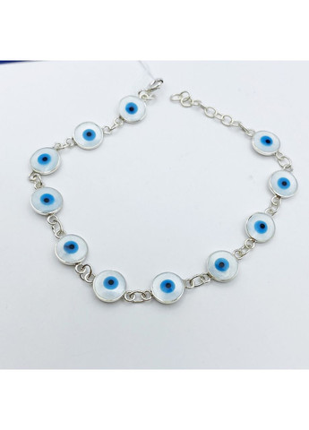 Браслет срібний з перлпамутром "Око Фатіми" 17+3 см 3,8 г No Brand (370565219)