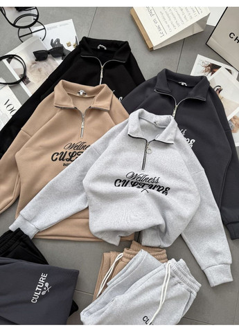 Костюм стильний світшот з блискавкою,якісний накат,штани палаццо,тринитка на флісі Україна (365696794)