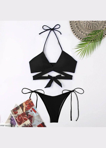 Чорний літній купальник жіночій ліф зі змінними чашечками бікіні JUGO LIKE №038