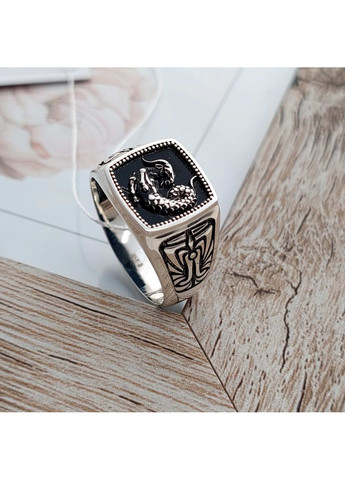 Печать серебряный мужской квадрат с черной эмалью знак зодиака Козерог 520-3Козерог, размер No Brand (358501332)