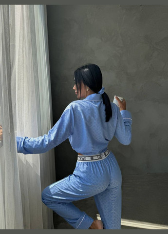 Голубая всесезон женская пижама - домашний костюм. рубашка + брюки No Brand