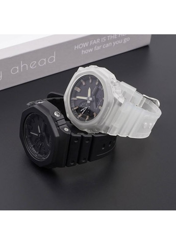 Ремешок для Casio G-Shock полупрозрачный серебристый универсальный ремешок для часов классический 16 мм ProDobro (367264612)