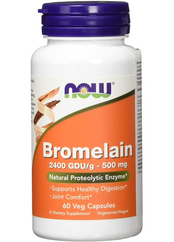 Бромелайн Bromelain 500 mg 60 Veg Capsules Now (280916648)