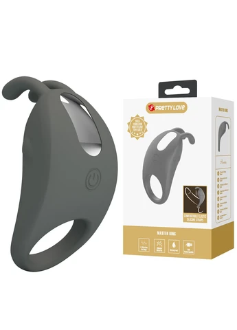 Ерекційне віброкільце на член із вусиками для клітора сіре PRETTY LOVE Master Ring LyBaile (382844855)