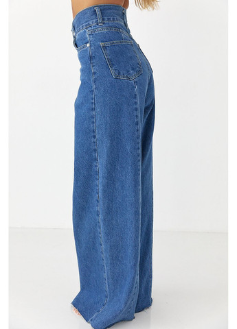 Широкі джинси Palazzo з необробленим низом Lurex - (350948908)