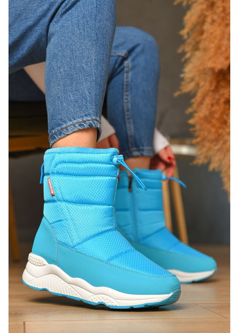 Голубые дутики женские на меху голубого цвета Let's Shop на молнии