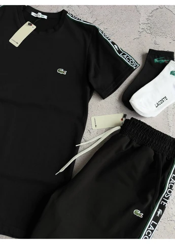 Чорний літній костюм lacoste. футболка та шорти. бавовна. туреччина. дві пари шкарпеток у подарунок! No Brand