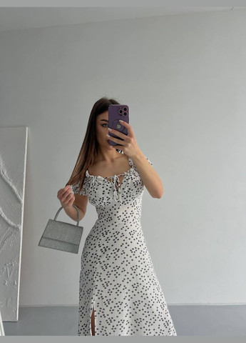 Белое повседневный женское платье с цветочным принтом Україна с цветочным принтом