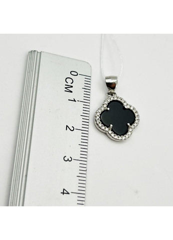 Кулон срібний з агатом та кубічним цирконієм "Конюшина" 2,05 г No Brand (369737721)