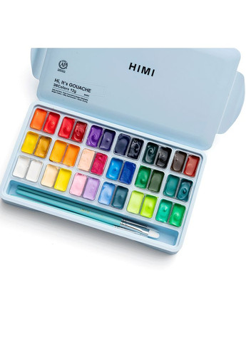 Набір гуашевих фарб Twin Cup 36×12мл (в комплекті 3 пензлі) пластиковий пенал HIMI SRC (367859785)