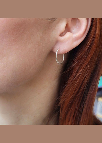 Срібна сережка кільце 15 мм поштучно (пара — оптова ціна) срібло 925 проби родоване 5001.5р No Brand (306743296)