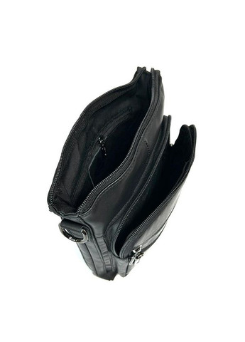 Чорна шкіряна чоловіча маленька сумка через плече з гладкої натуральної шкіри No Brand (316715417)