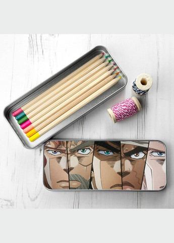 Органайзер для канцелярського приладдя металевий, кейс для дрібниць Неймовірні пригоди ДжоДжо #013 7*18 см Silver No Brand (309156582)