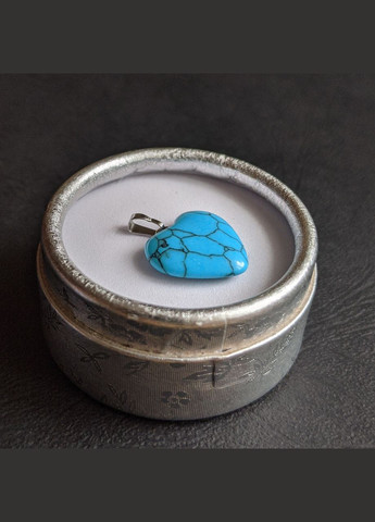 Кулон с натуральным камнем Бирюза в форме сердечка на шнурке в подарочной коробочке Овен (326807789)