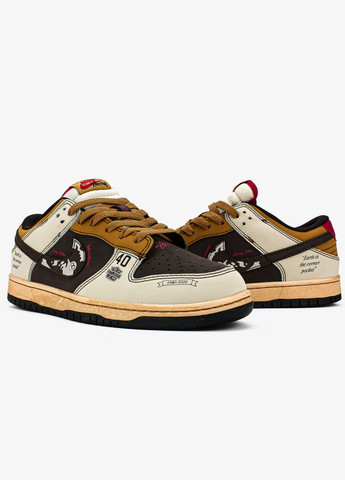Коричневые всесезонные кроссовки мужские nike sb dunk low x stussy 40th brown | найк сб данк низкие коричневые No Brand