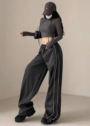 Повсякденні оверсайз штани карго високої посадки прикрашені кантом Україна (322743980)