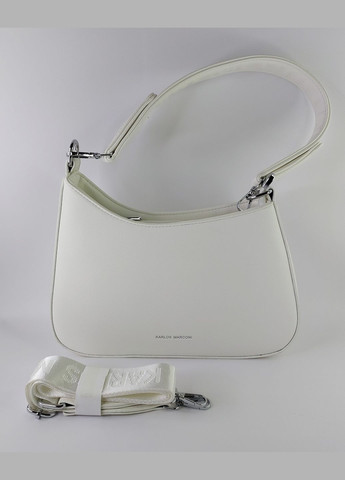 Сумка жіноча багет з коротким та довгим ремінцем біла Karlos Marconi (339079323)