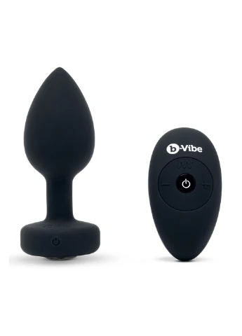 Анальна пробка з вібрацією та пультом Vibrating Jewel Plug, чорна, M/L - CherryLove B-Vibe (293819450)