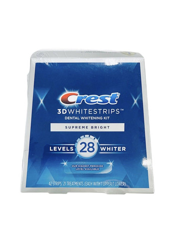 Смужки для відбілювання зубів 3D Whitestrips Supreme Bright Levels 28 Whiter (42 смужки на 21 застосування) Crest (280265816)