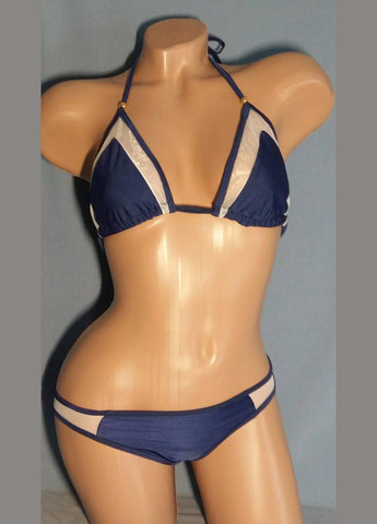 Синий летний купальник с прозрачными вставками s синий No Brand