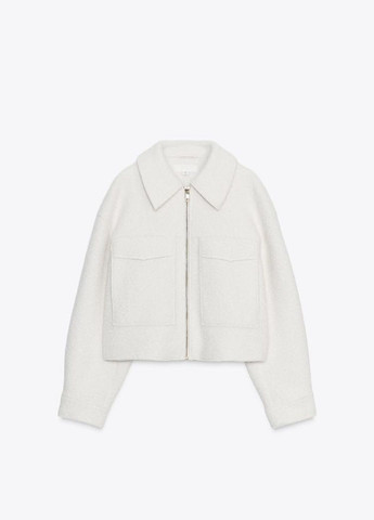 Молочный женский жакет Zara однотонный - демисезонный