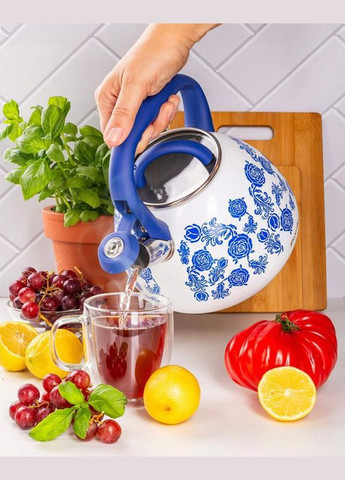 Чайник індукційний Blue Rose 2.7л із нержавіючої сталі зі свистком Kamille (339778097)