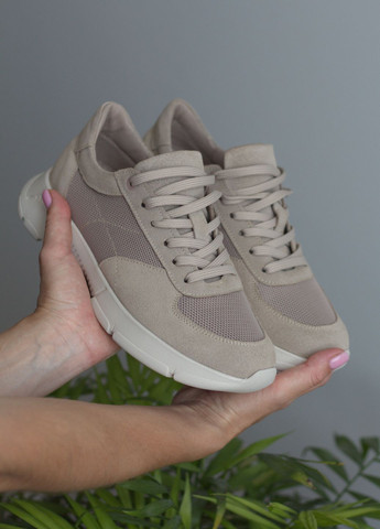 Кросівки жіночі з натуральної замші та сітки Zlett 3832 бежеві літо (337114183)