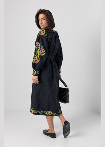 Чорна чорна вишита сукня контраст Delvinss з квітковим принтом