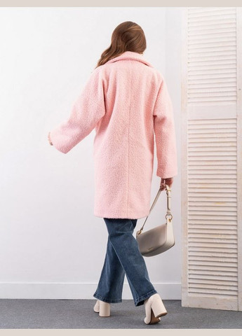 Розовое демисезонное Пальто-кокон из однотонного розового букле ISSA PLUS