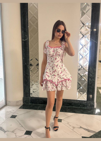 Білий повсякденний сукня DK/DL Мода без кордонів з квітковим принтом