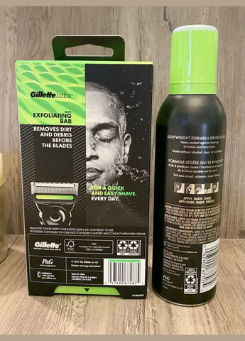 Набір для гоління Labs станок + 2 картриджі + піна 229 г + магнітна підставка Gillette (340474420)