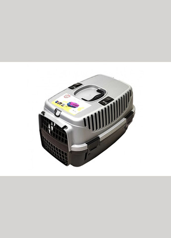 Переноска контейнер для кошек и собак до 8 кг. Irak Plastyk PT105 (55×36.5×33 см) черно-серая (168093) Irak Plastik (285770928)