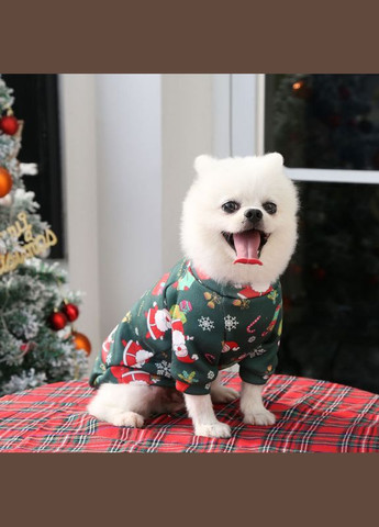 Різдвяний світшот для собак на флісі зеленого кольору розмір S No Brand (302372661)