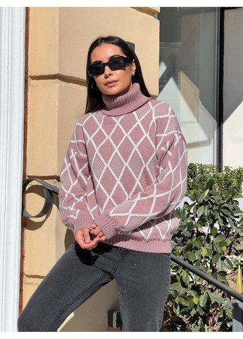 Рожевий демісезонний жіночий светр із горловиною Fashion