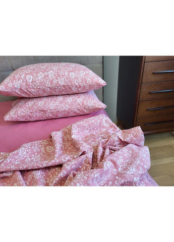 Постільна білизна з резинкою Троянда рожева, ранфорс гофра (жатка) Сімейний розмір, наволочки 50/70 No Brand (363190250)