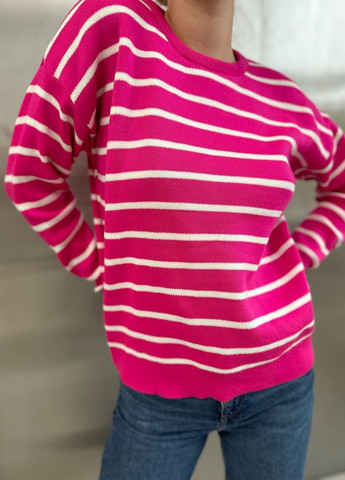 Малиновий демісезонний базовий светр в смужку джемпер Україна
