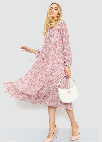 Розовое платье шифоновое на подкладке, цвет розовый, Ager