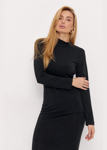 Черное вечернее женское платье меди под горло - зеленый цвет, s (sku_23155) No Brand однотонное