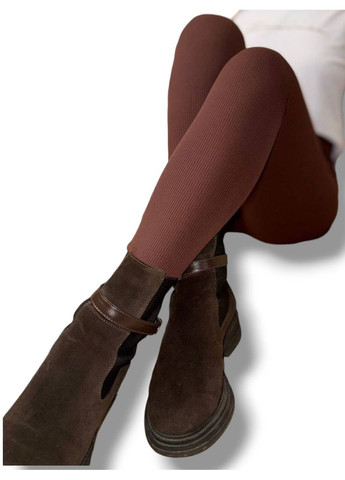 Женские лосины эластичные в рубчик с высоким широким поясом без утепления демисезон 99-101см черные No Brand (318450639)