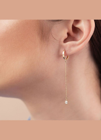 Сережки - кільця Крапельки з фіанітами (жовте золото) с08352 Oniks (264644254)