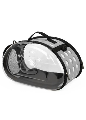 Сумка переноска для тварин котів собак з вентиляцією прозорою стінкою ручкою ременем 34x20x20 см розмір S (477337-Prob) Сіра Unbranded (299258386)