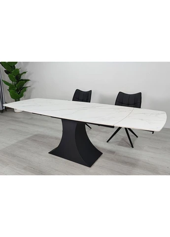 Стіл GILBERT CERAMIC 160(240)*90 білий мат/чорний Intarsio (390308077)