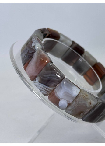 Браслет з агату Ботсвана 18 см Сірий No Brand (350633902)